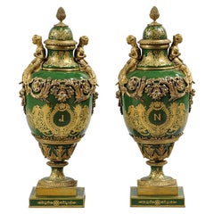 Late 19th Century Pair of Sèvres Style Porcelain Urns and Cover