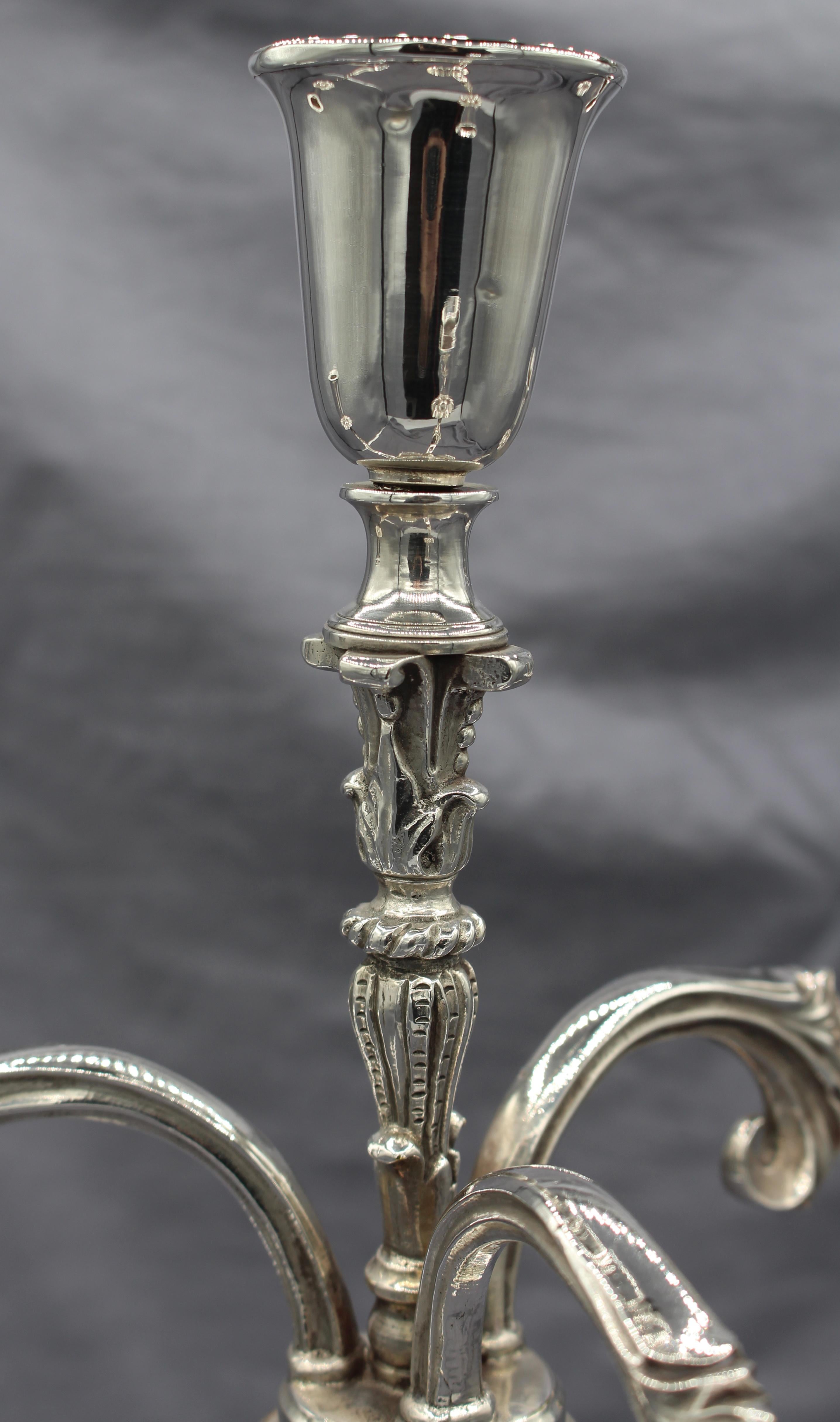 Late 19th Century Pair of Silver Plated 4-Light Candelabras  1