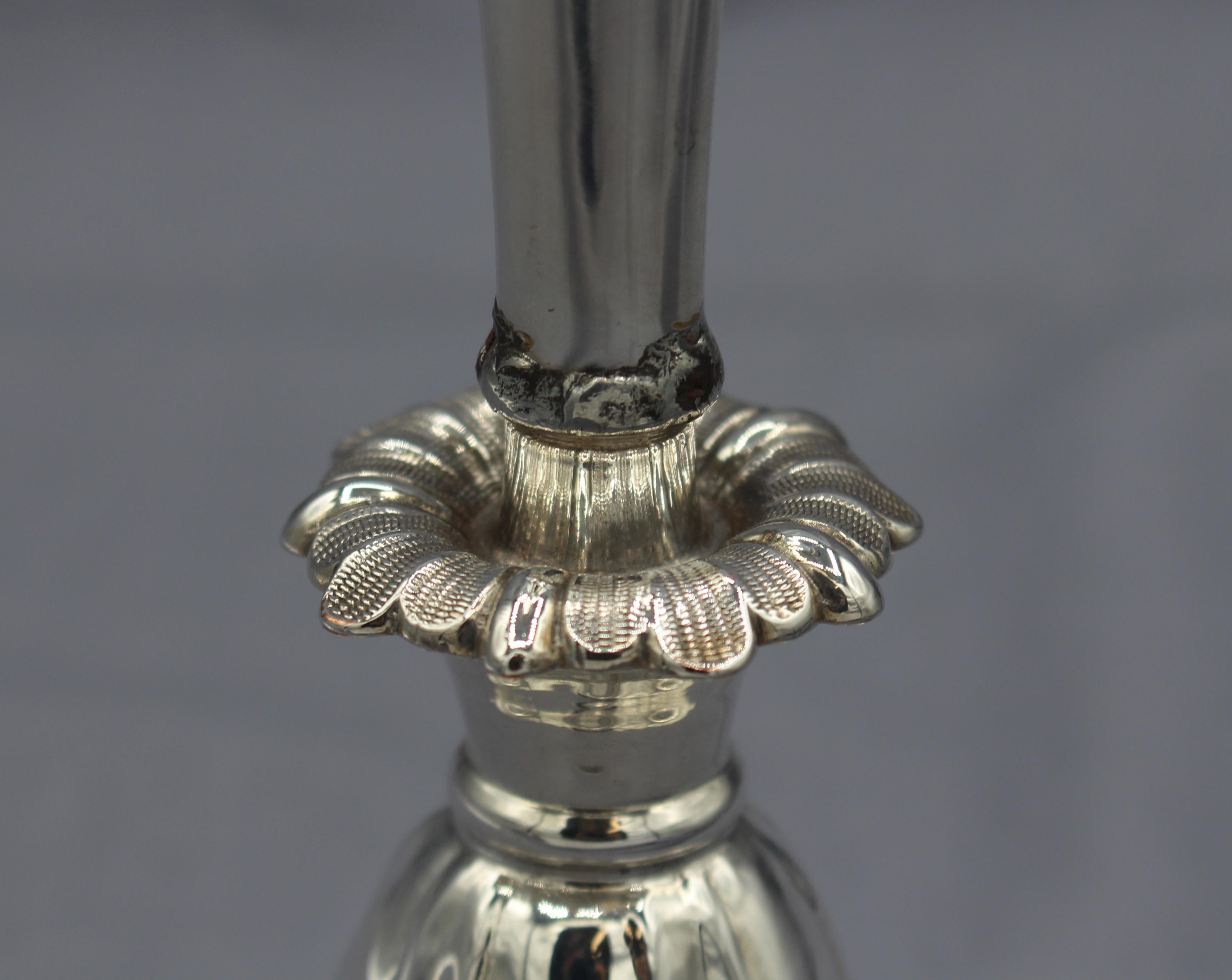 Late 19th Century Pair of Silver Plated 4-Light Candelabras  2