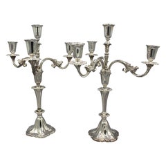 Late 19th Century Pair of Silver Plated 4-Light Candelabras