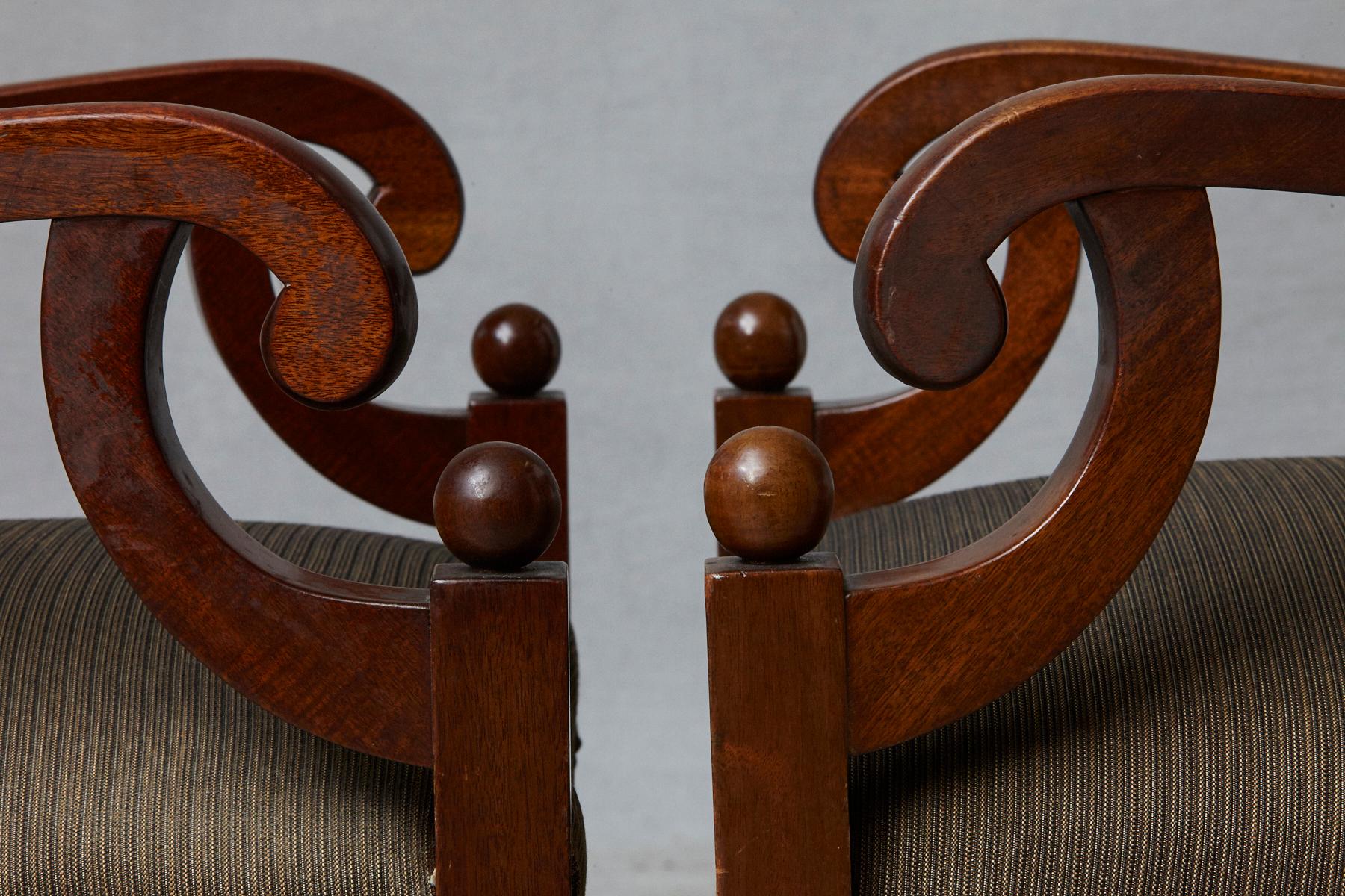 Late 19th Century Pair of Swedish Biedermeier Birch Wood Armchairs 3