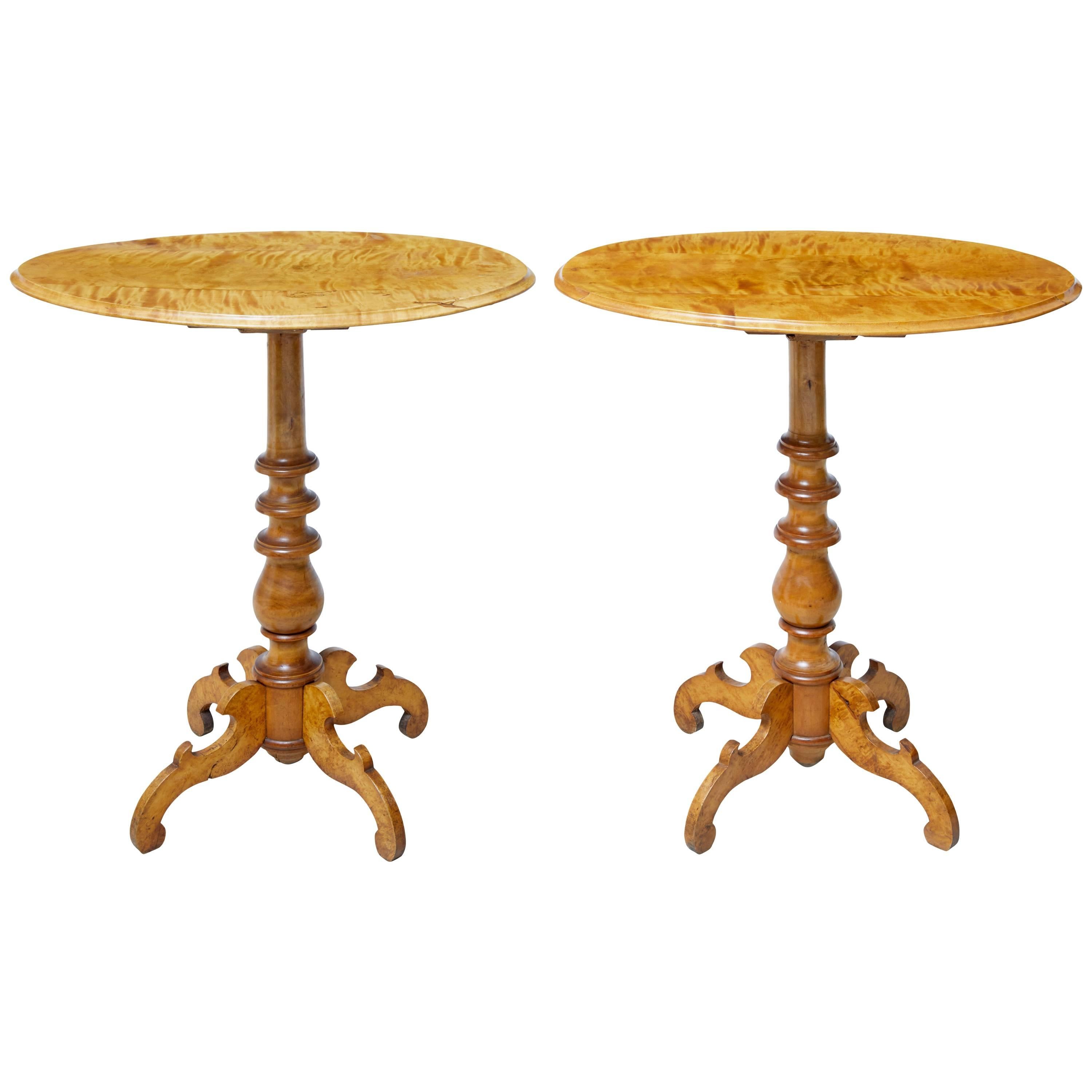 Late 19th Century Pair of Swedish Birch Occasional Tables