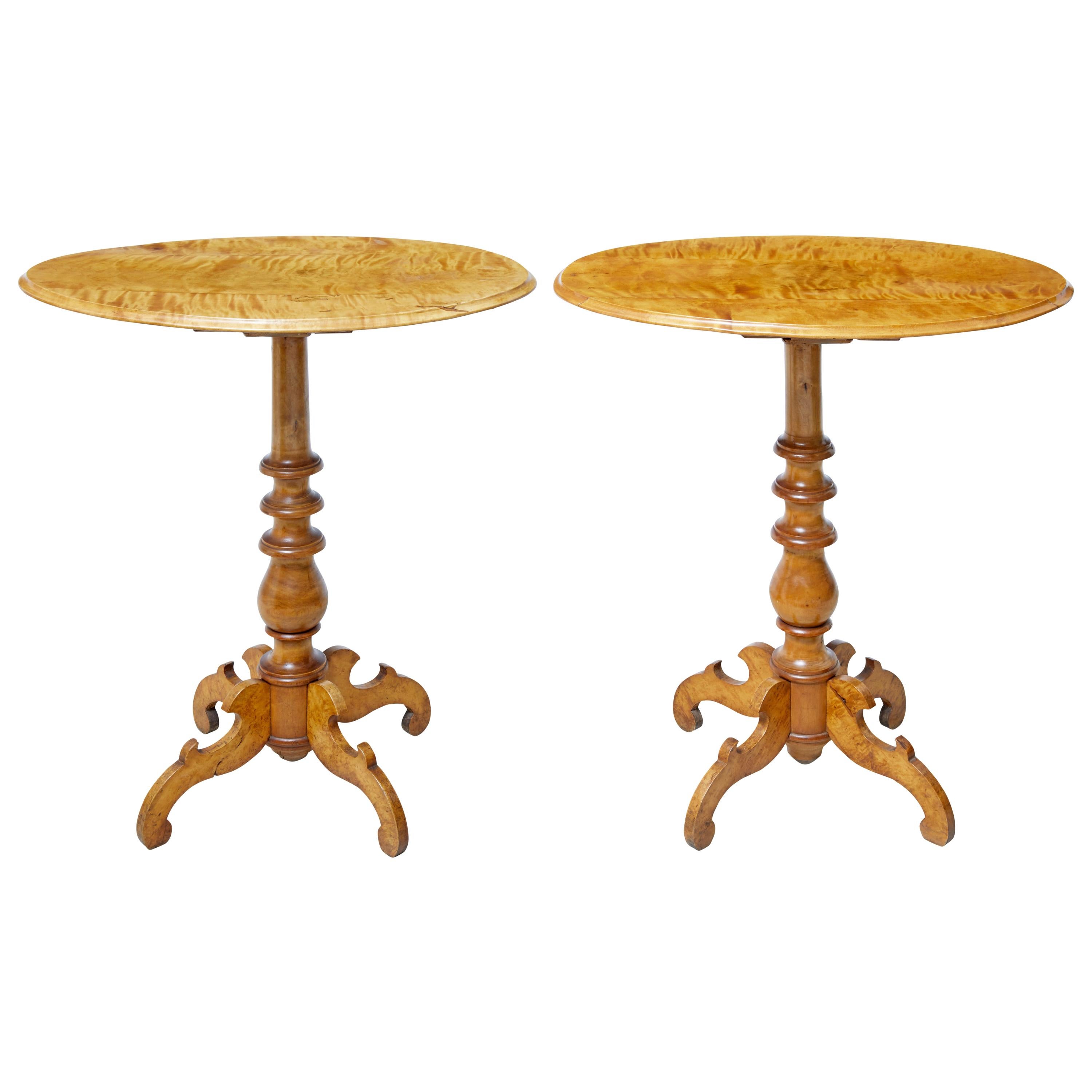 Late 19th Century Pair of Swedish Birch Occasional Tables