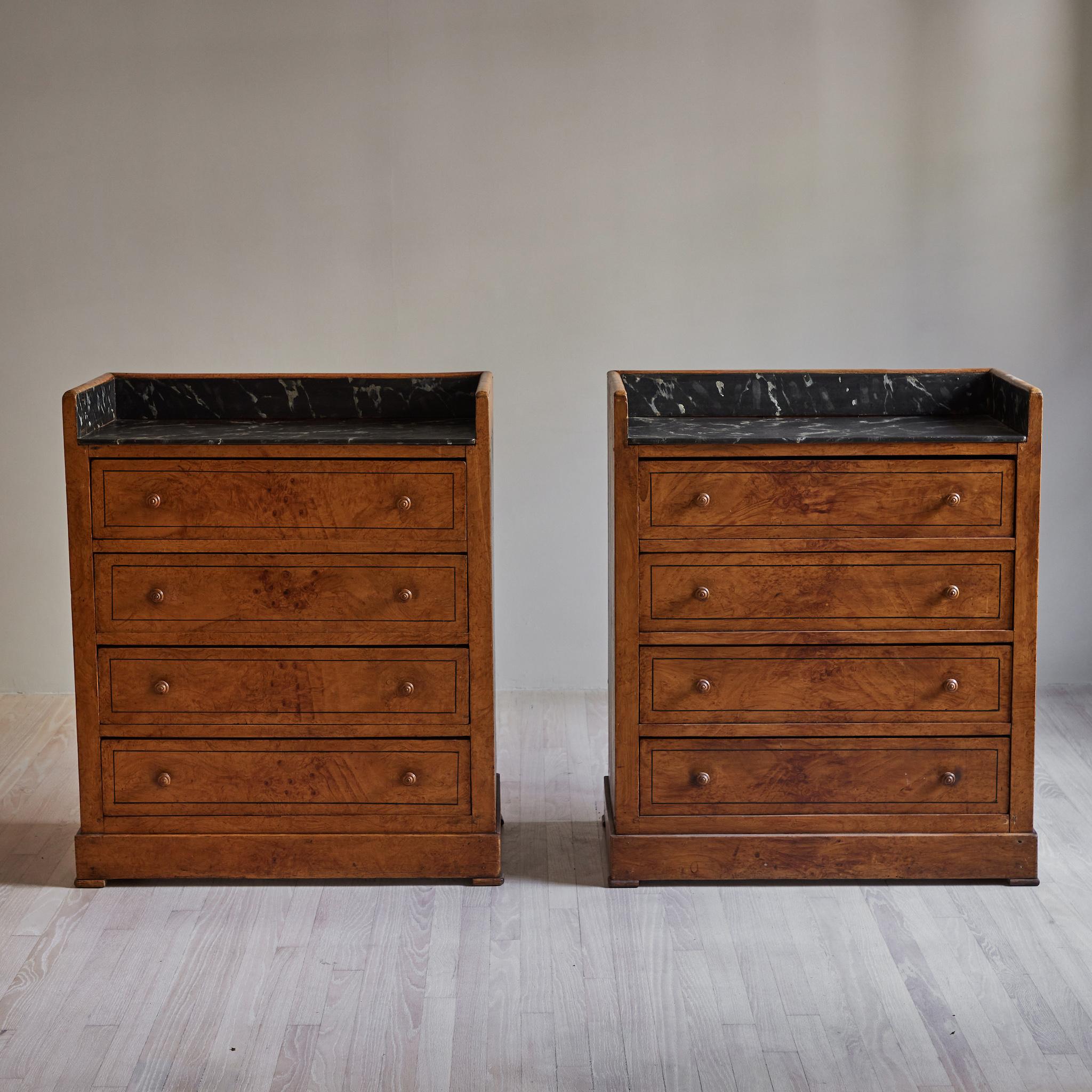Late 19th Century Pair of Swedish Faux Marble-Top Chests of Drawers 6