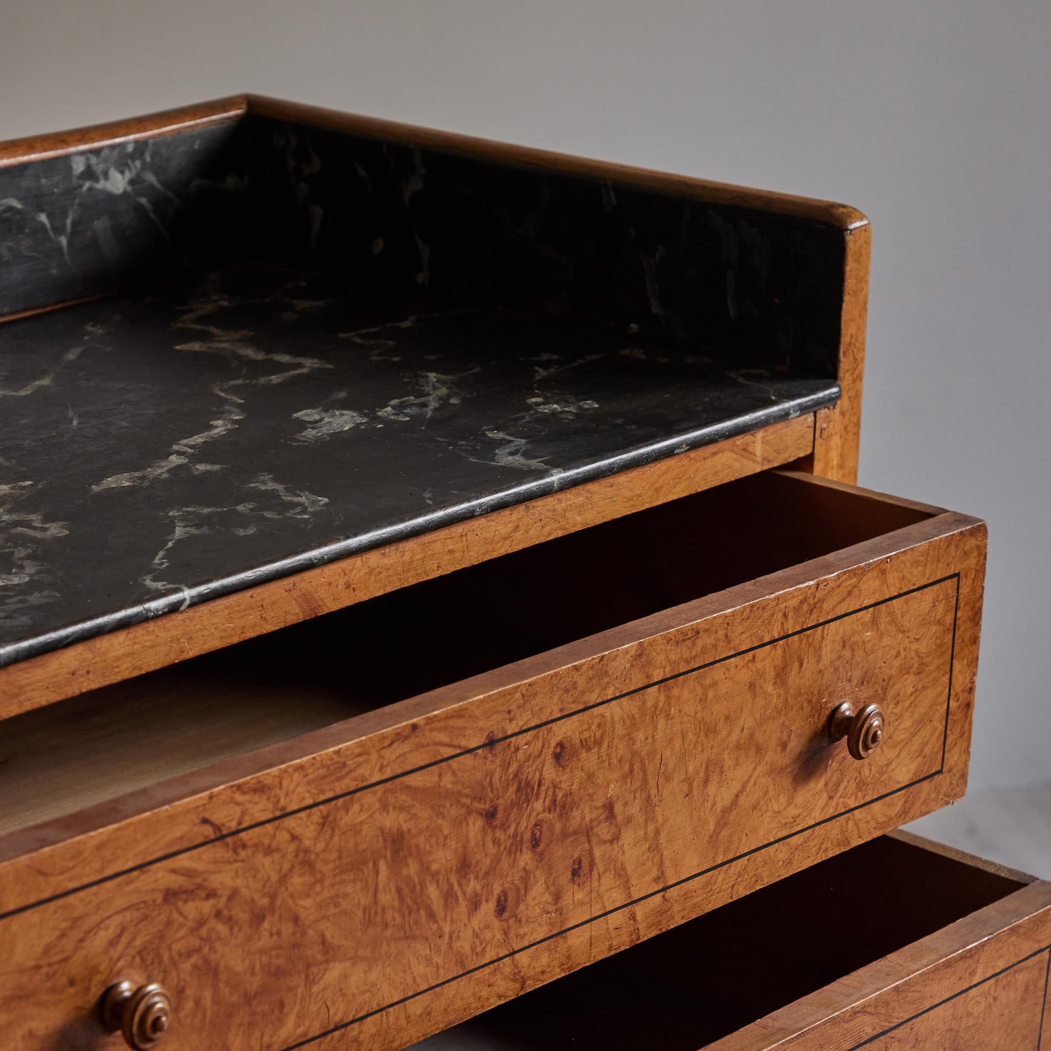 Late 19th Century Pair of Swedish Faux Marble-Top Chests of Drawers 1
