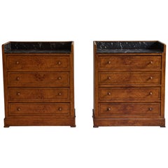 Late 19th Century Pair of Swedish Faux Marble-Top Chests of Drawers