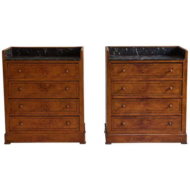 Late 19th Century Pair of Swedish Faux MarbleTop Chests of Drawers For