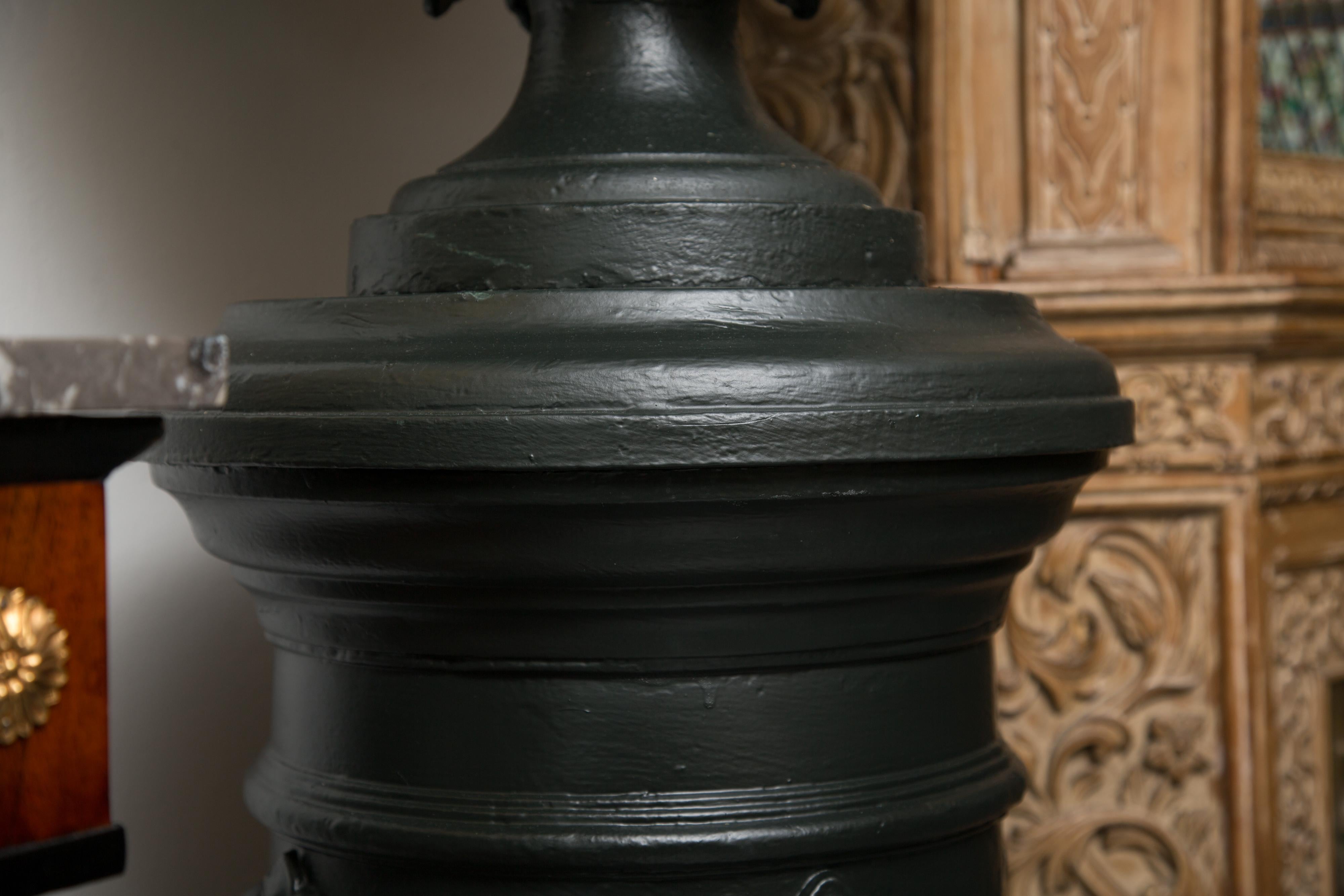 Late 19th Century Pair of Victorian Cast Iron Urns on Pedestals - Pair.  2