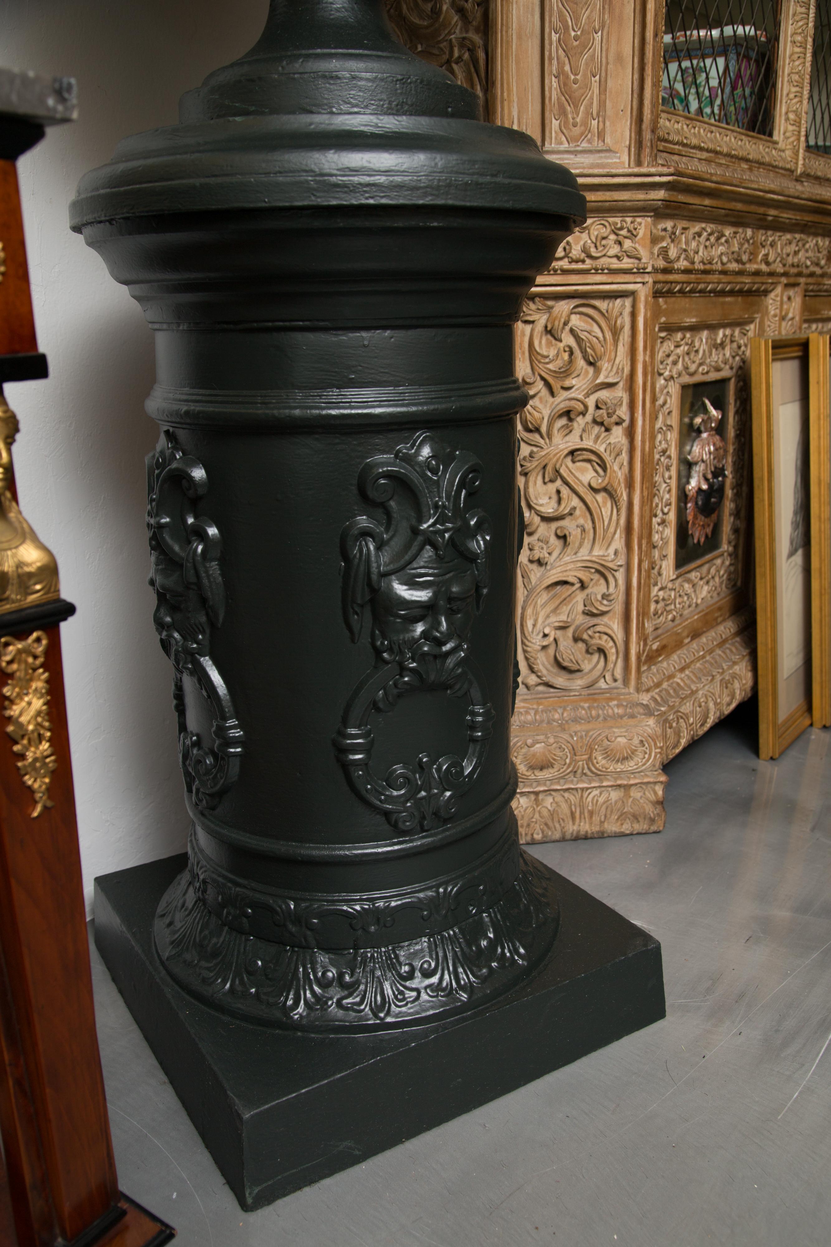 Late 19th Century Pair of Victorian Cast Iron Urns on Pedestals - Pair.  4