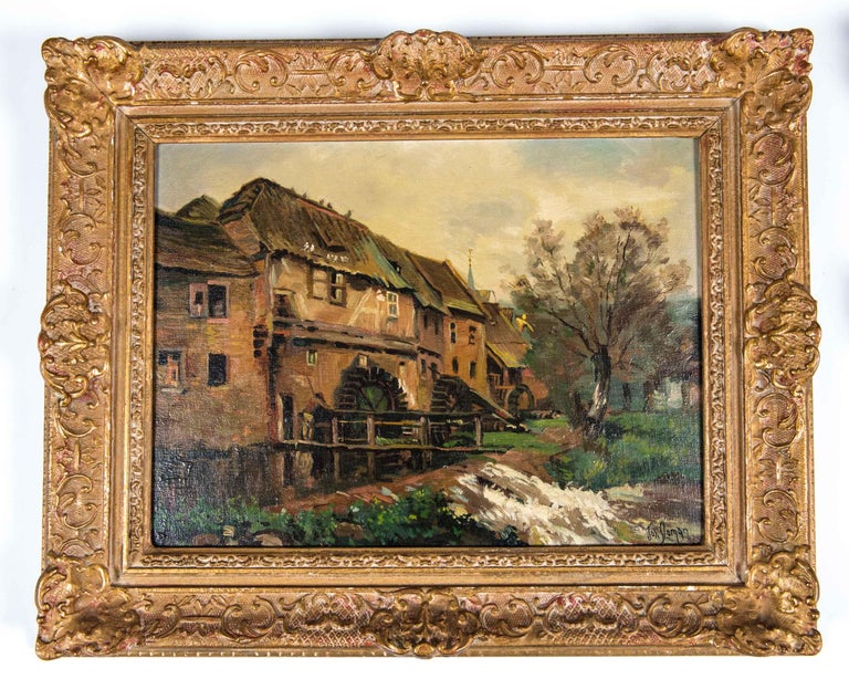 Late 19th Century Pair Oil Painting / Giltwood Frame For Sale at 1stDibs