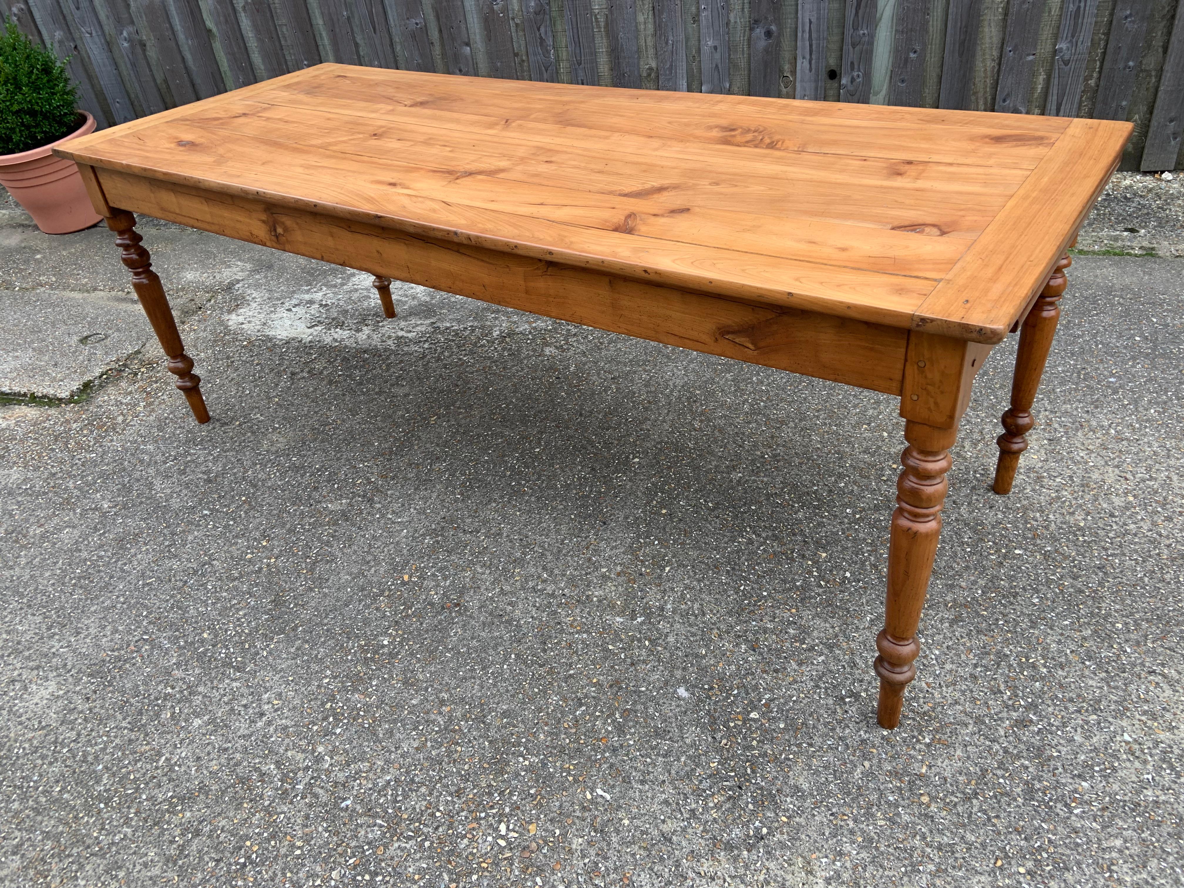 French Provincial Late 19th Century Pale Cherry Farmhouse Table with Slide