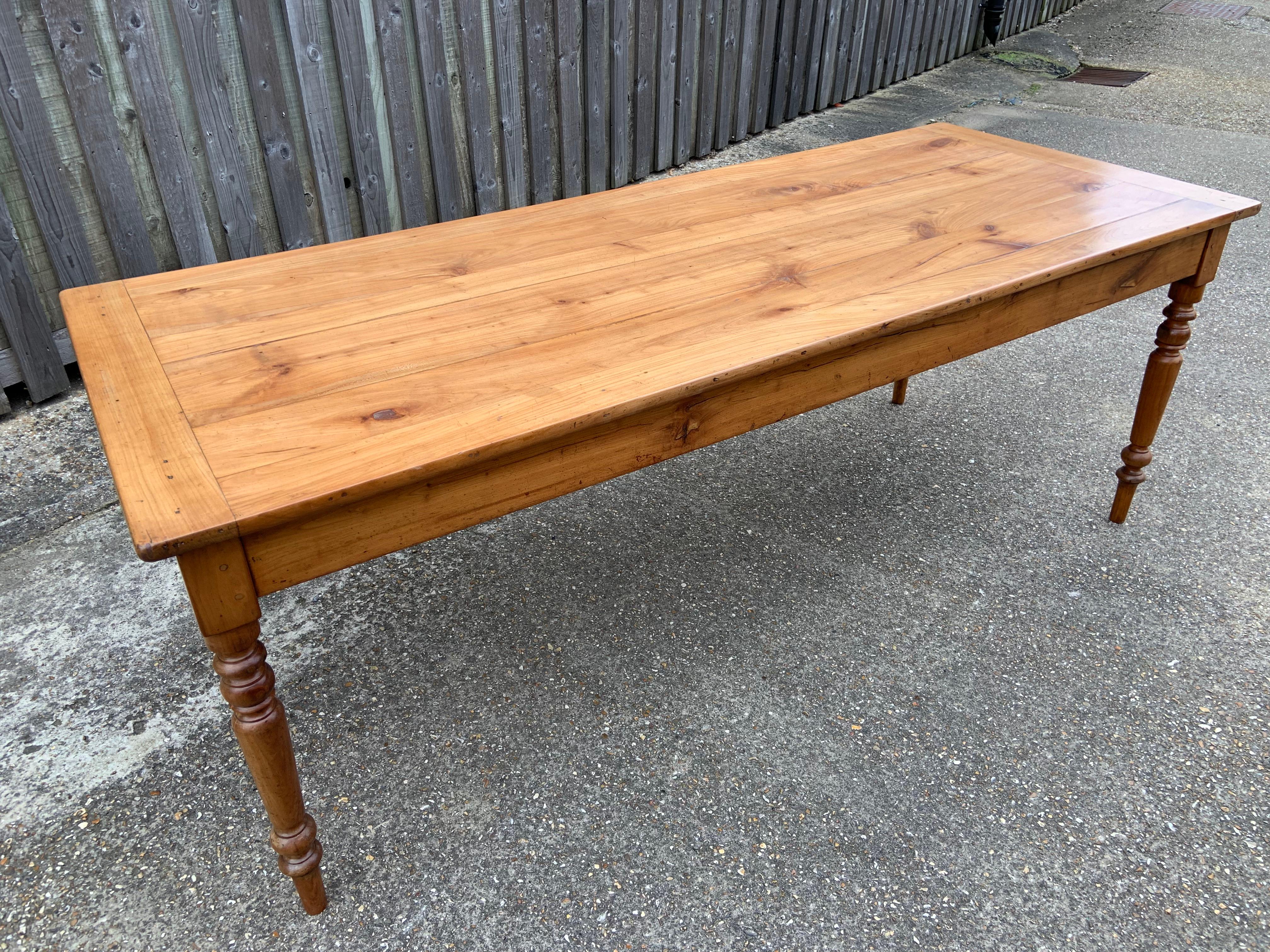 French Late 19th Century Pale Cherry Farmhouse Table with Slide