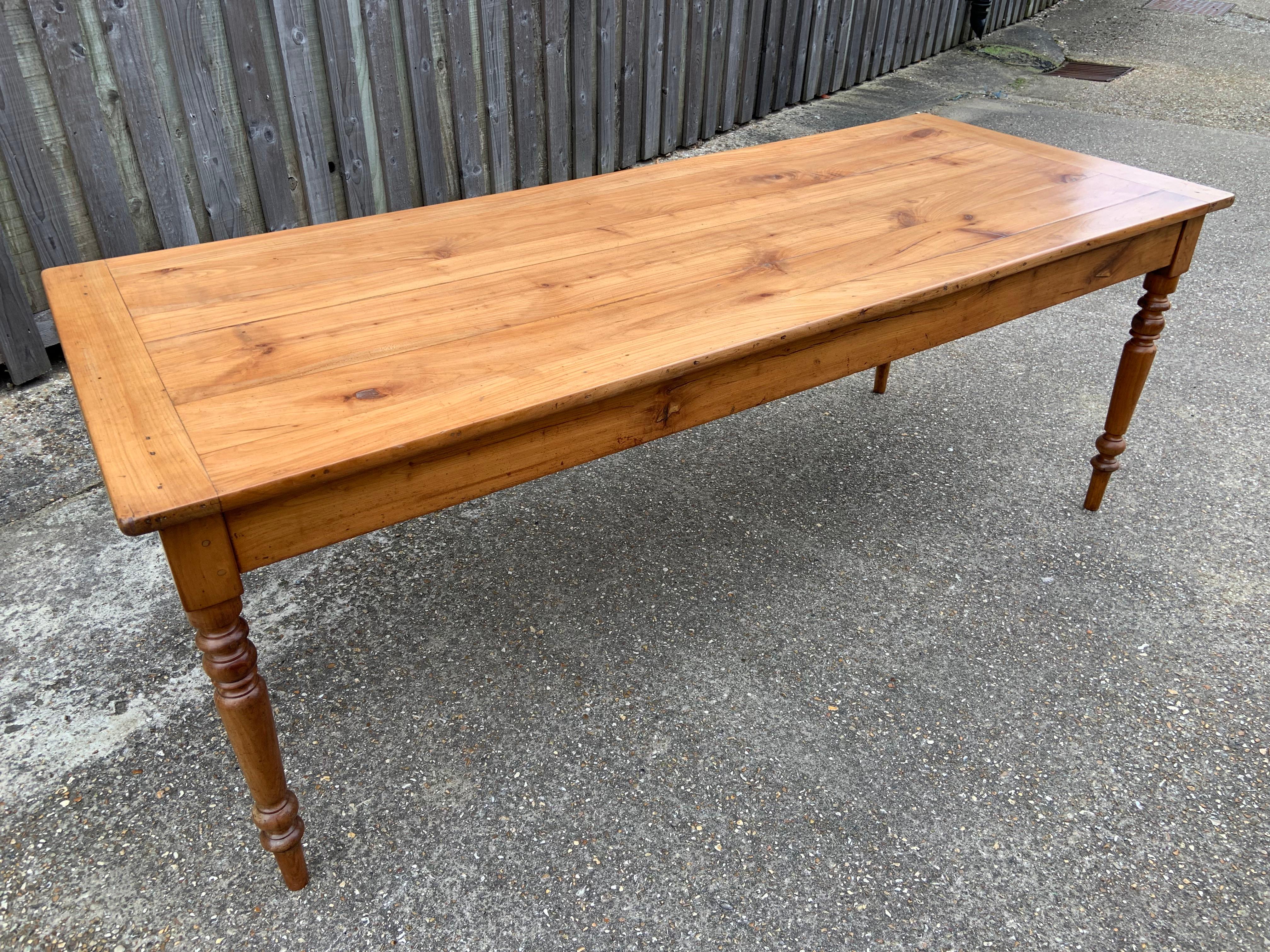 Hand-Crafted Late 19th Century Pale Cherry Farmhouse Table with Slide