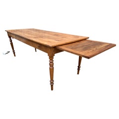 Late 19th Century Pale Cherry Farmhouse Table with Slide