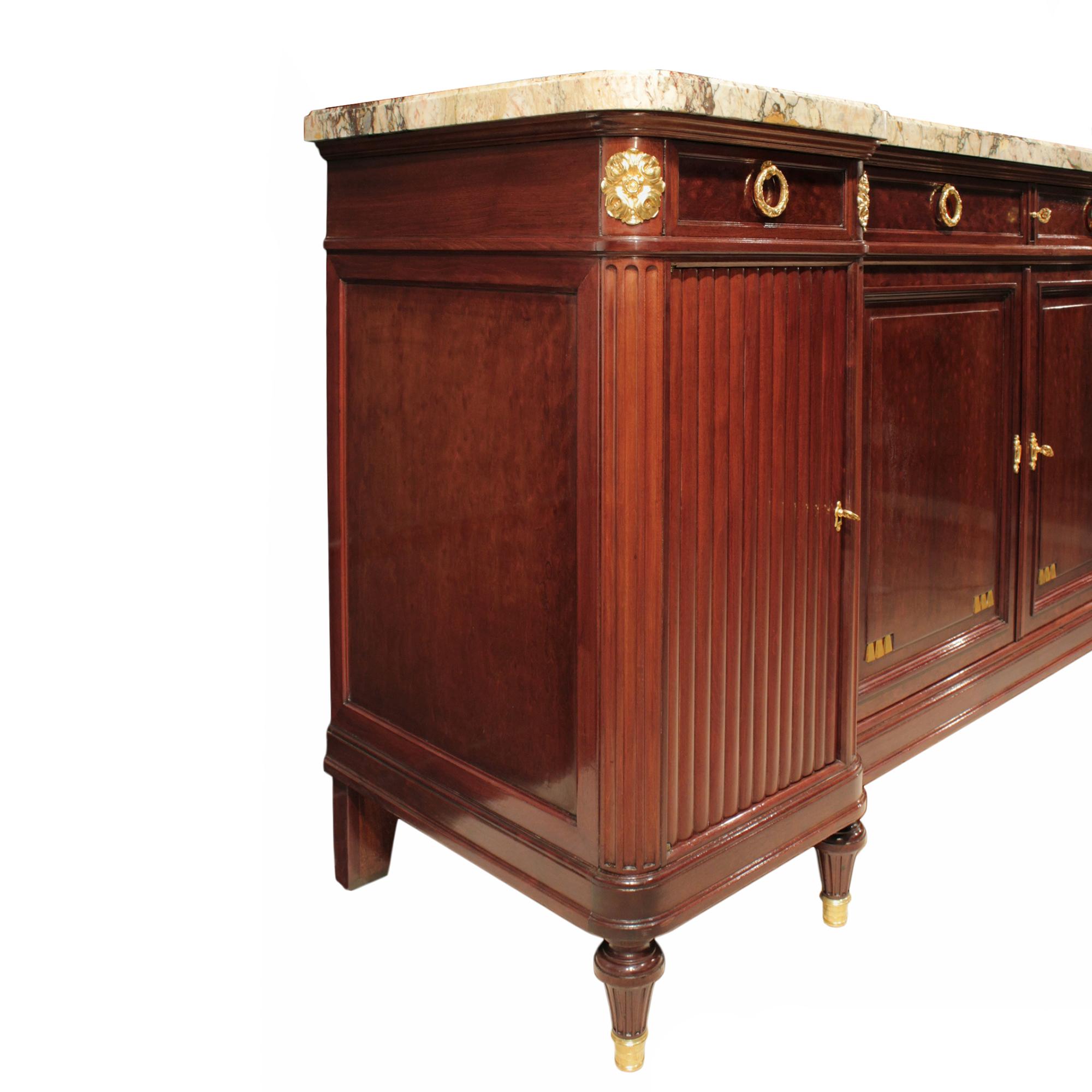 French Late 19th Century Parisian Louis XVI Style Mahogany and Ormolu Mounted Buffet For Sale