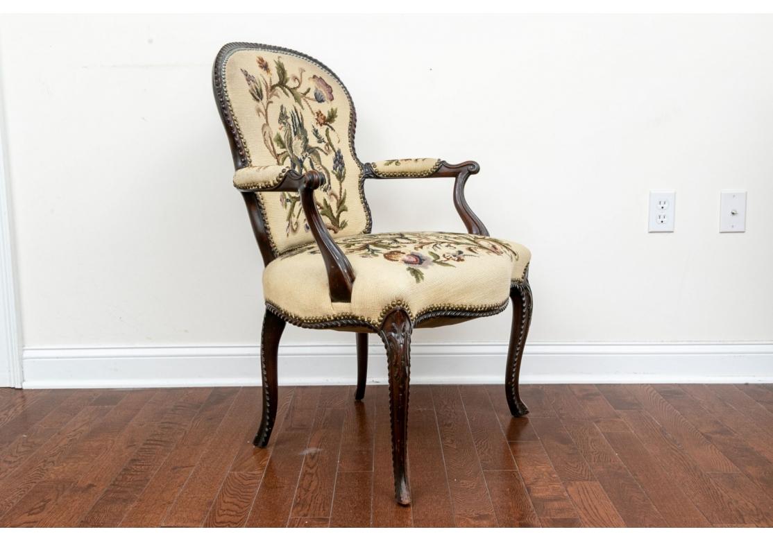 Late 19th Century Parlor Chair With Needlework Upholstery For Sale 1