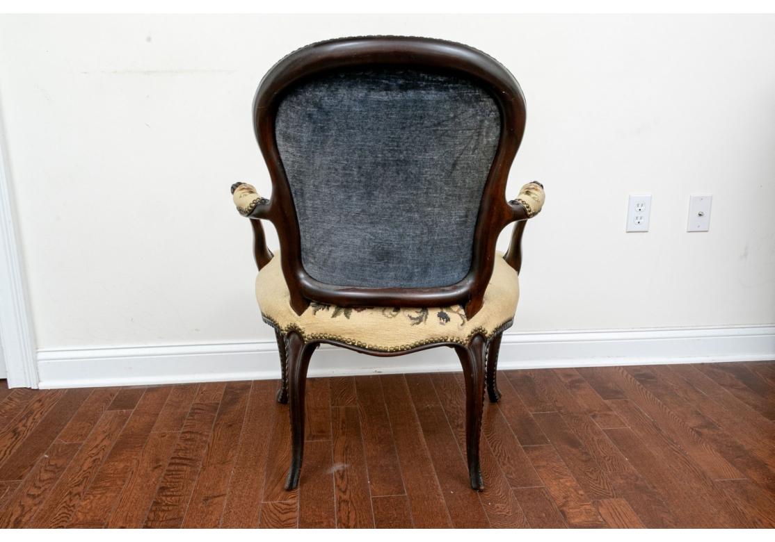 Late 19th Century Parlor Chair With Needlework Upholstery For Sale 2