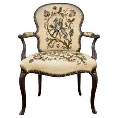 Late 19th Century Parlor Chair With Needlework Upholstery