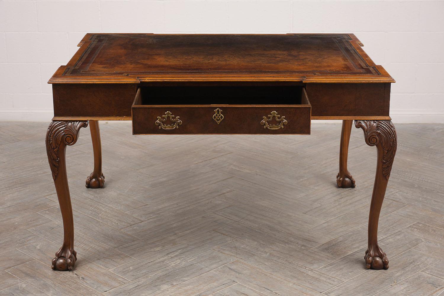Late 19th Century Partners Desk with Embossed Leather Top 5