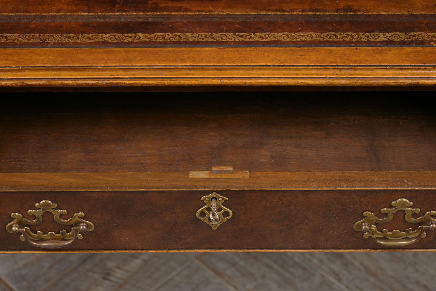 Chippendale Late 19th Century Partners Desk with Embossed Leather Top