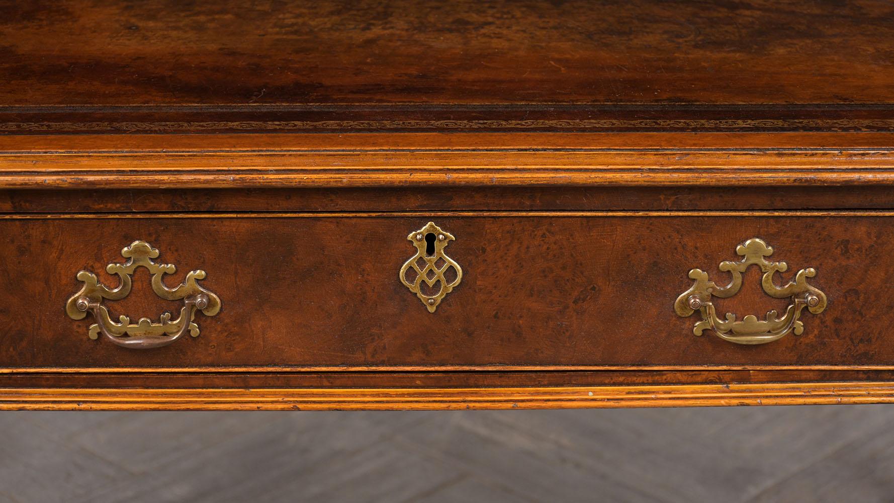 English Late 19th Century Partners Desk with Embossed Leather Top