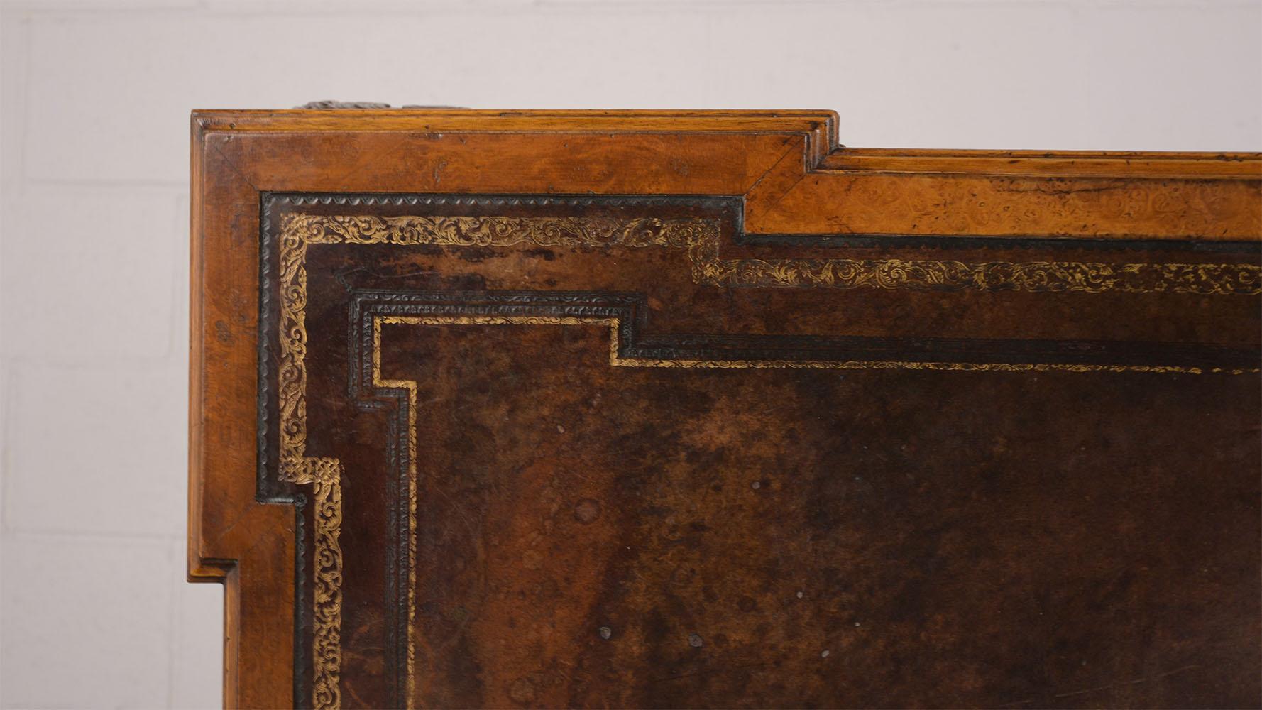 Late 19th Century Partners Desk with Embossed Leather Top 3