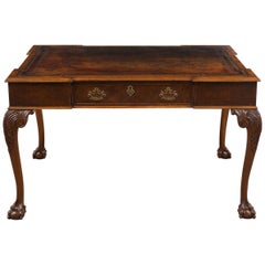 Antique Late 19th Century Partners Desk with Embossed Leather Top