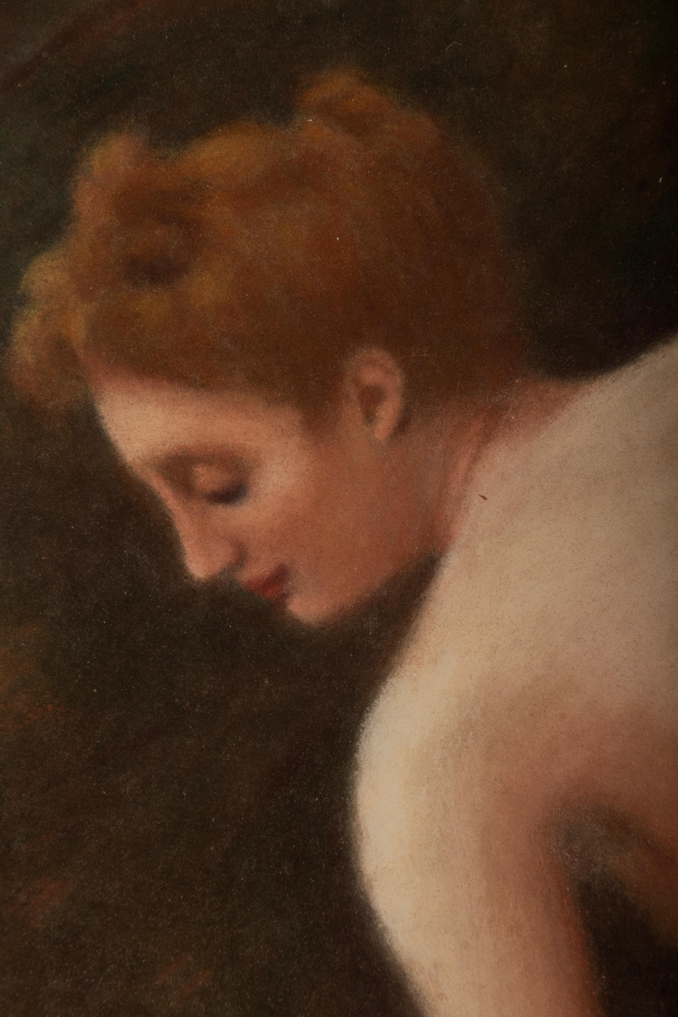 Late 19th Century Pastel Painting of Artémis / Diana by Joseph Wencker 1