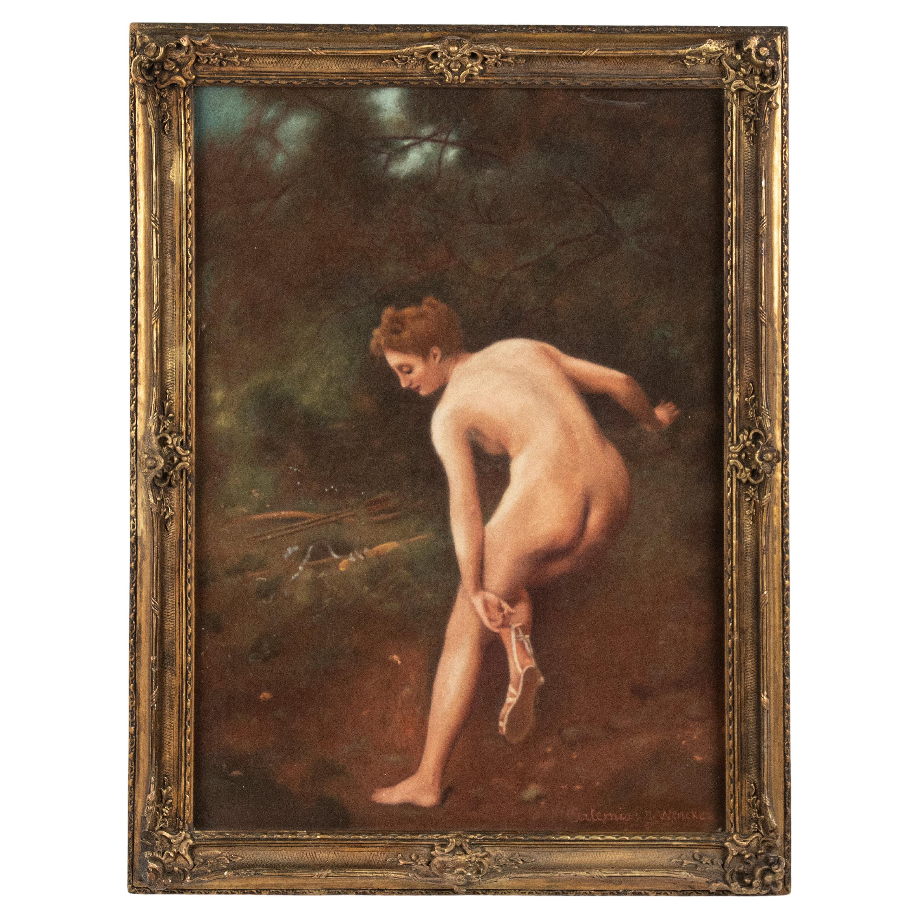 Late 19th Century Pastel Painting of Artémis / Diana by Joseph Wencker