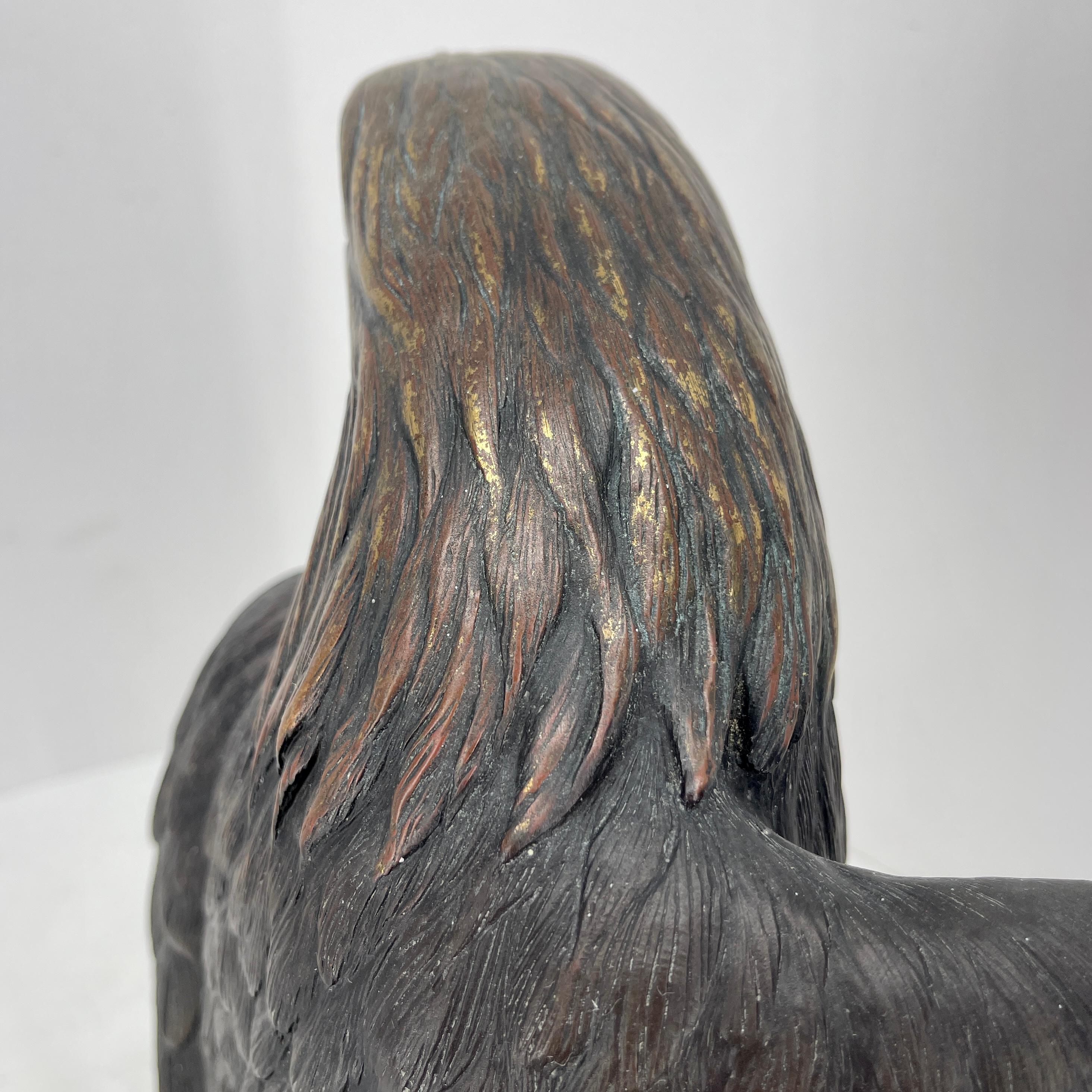 Late 19th Century Patinated Bronze Eagle on Black Marble Stand For Sale 6