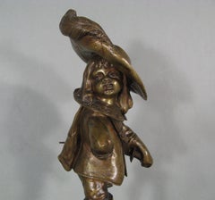Late 19th Century Patinated Bronze Sculpture of a Young Musketeer - 1Y187