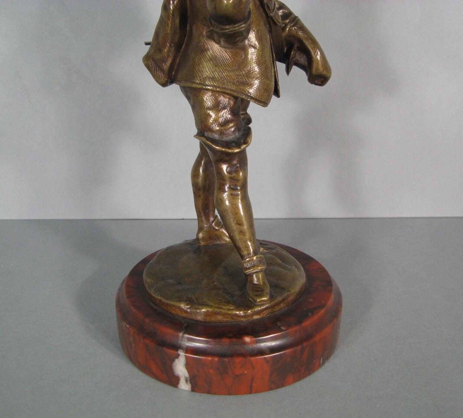 Empire Late 19th Century Patinated Bronze Sculpture of a Young Musketeer - 1Y187