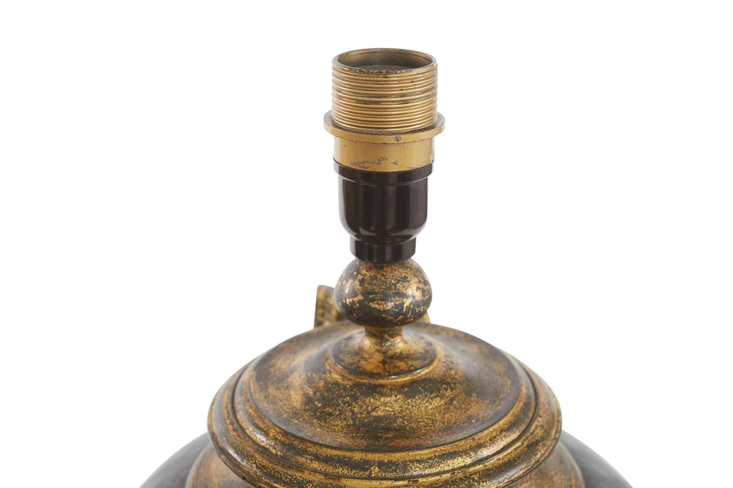 Late 19th Century Patinated / Gilt Metal Pair Lamp 1