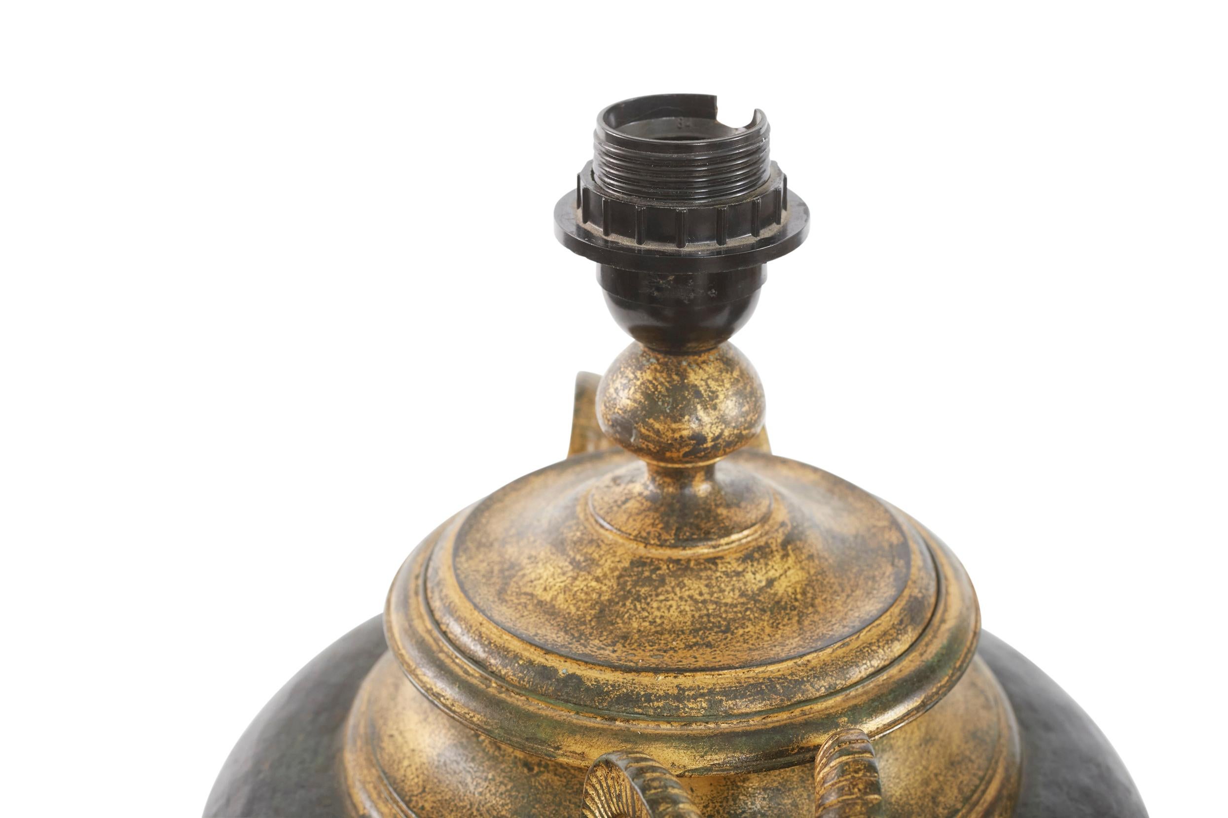 Late 19th Century Patinated / Gilt Metal Pair Lamp 3