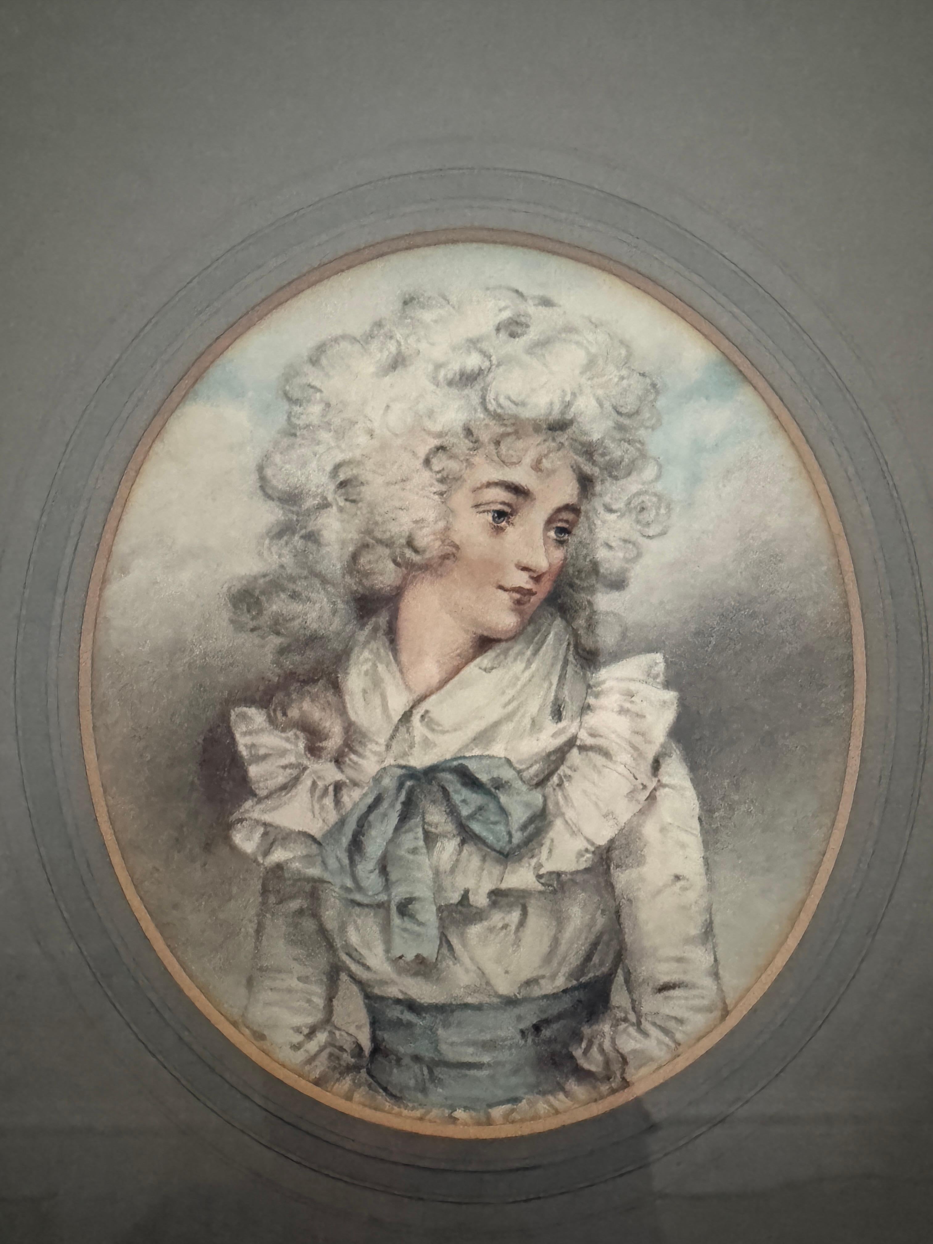Portraits au crayon et à l'aquarelle de la fin du 19e siècle (ensemble de 8) en vente 3