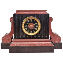 Late 19th Century Pendulum Terminal in Black and Red Marble Louis XVI Style