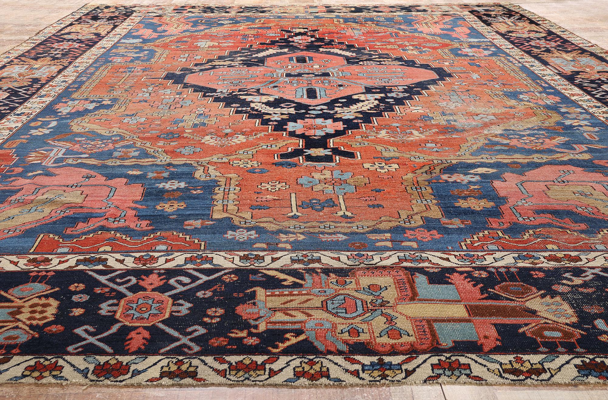 Wool Late 19th Century Persian Bakshaish Carpet with Traditional Style For Sale