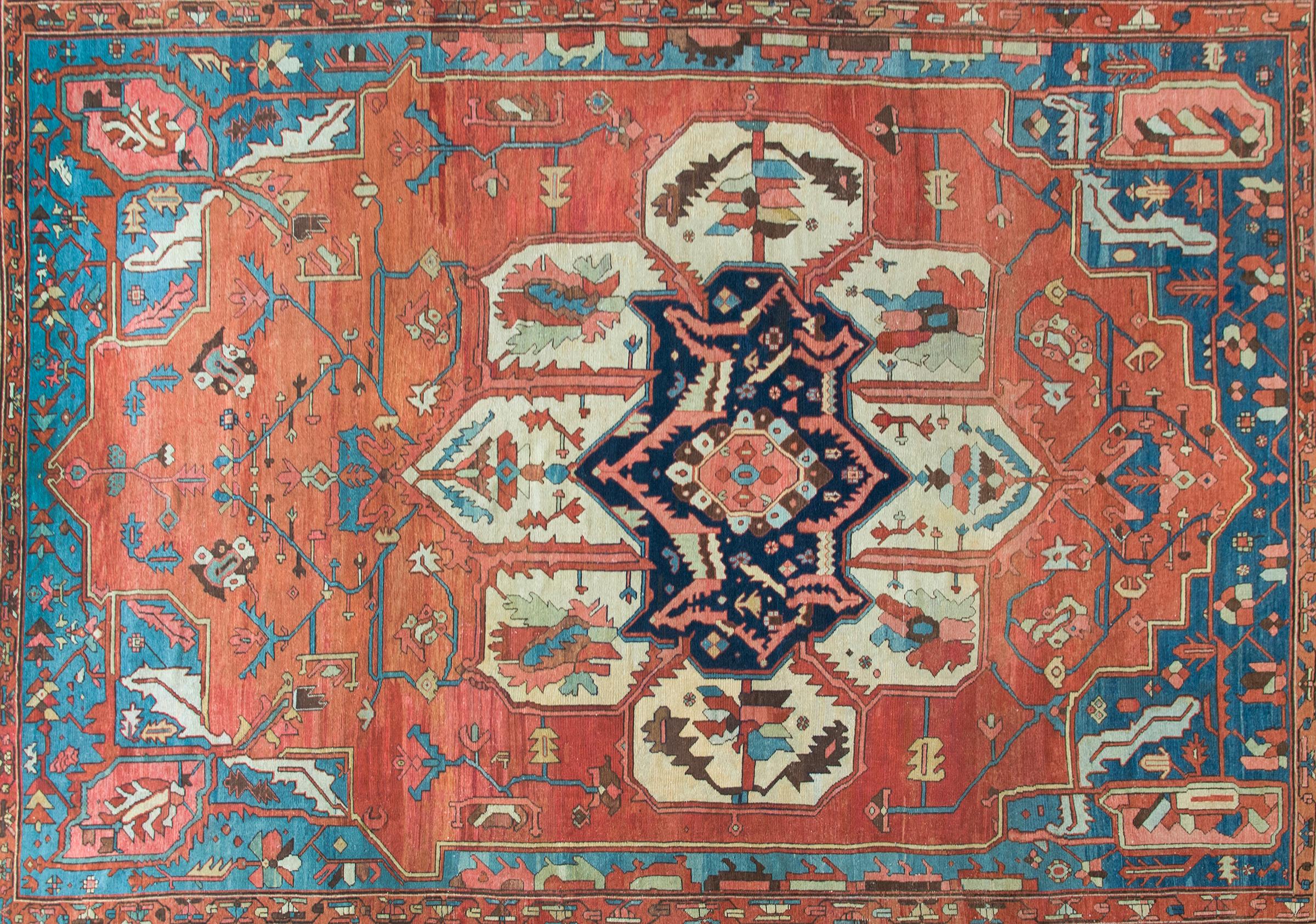 Hand-Knotted Late 19th Century Persian Bakshaish Rug For Sale