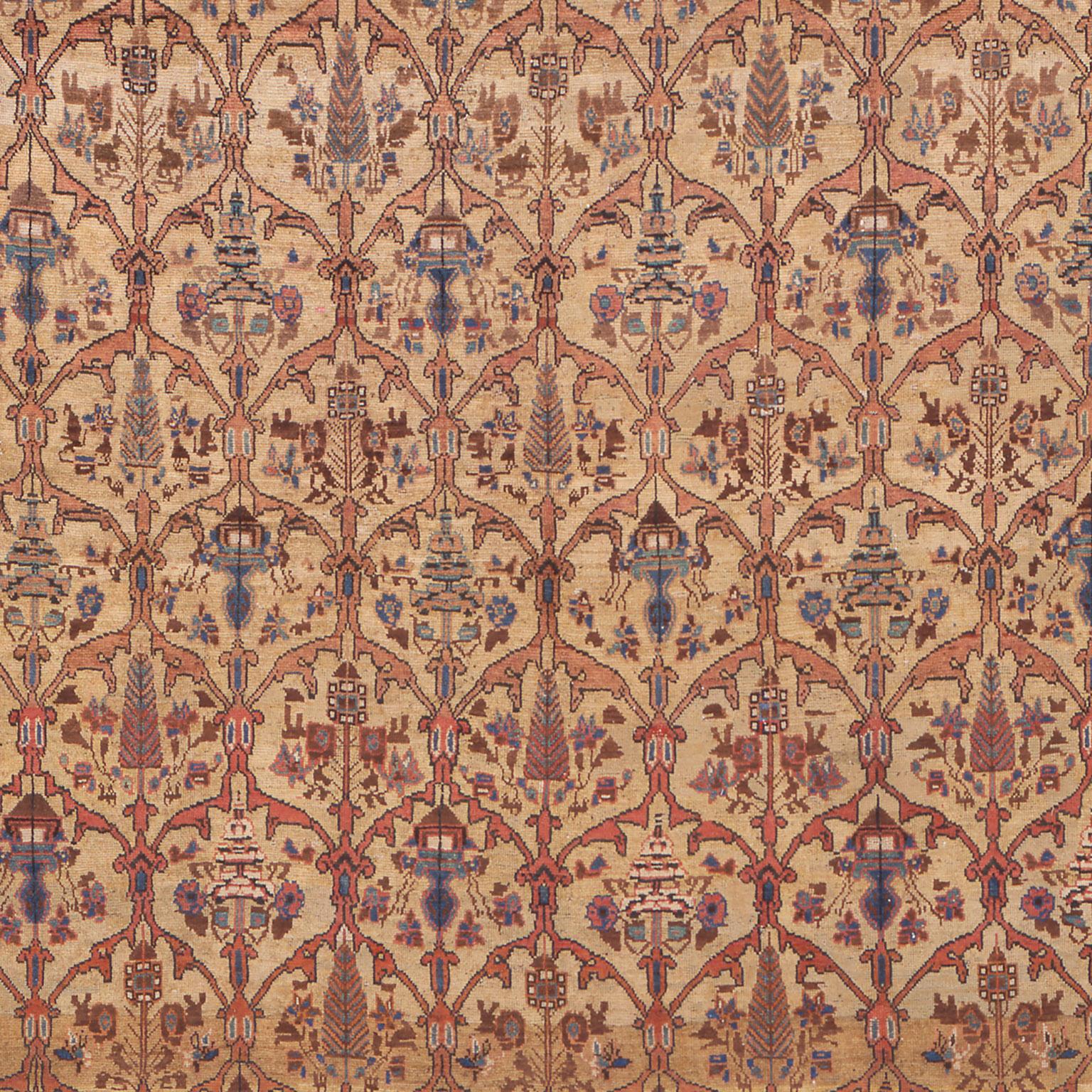 Hand-Knotted Late 19th Century Persian Baktiari Rug For Sale