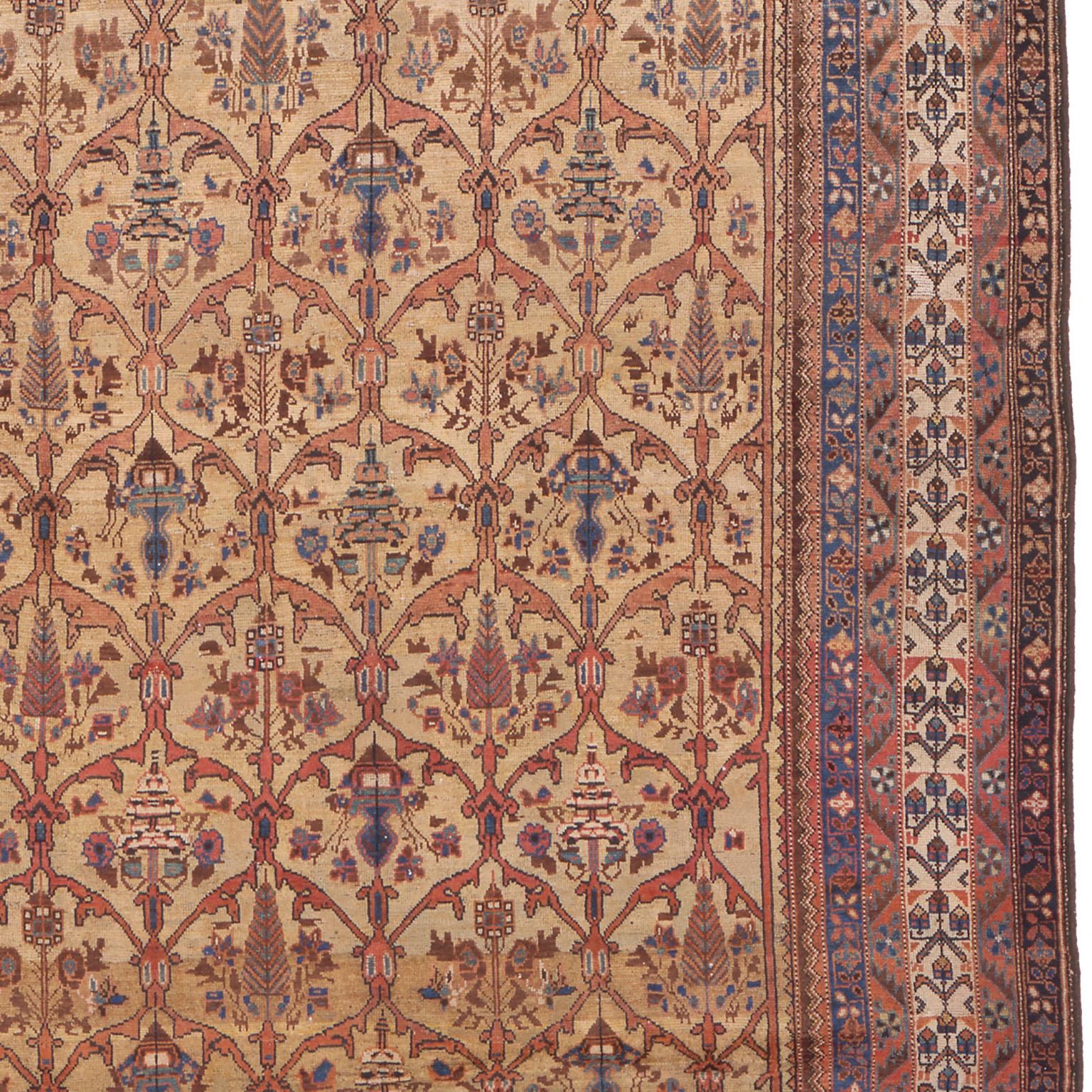 Wool Late 19th Century Persian Baktiari Rug For Sale