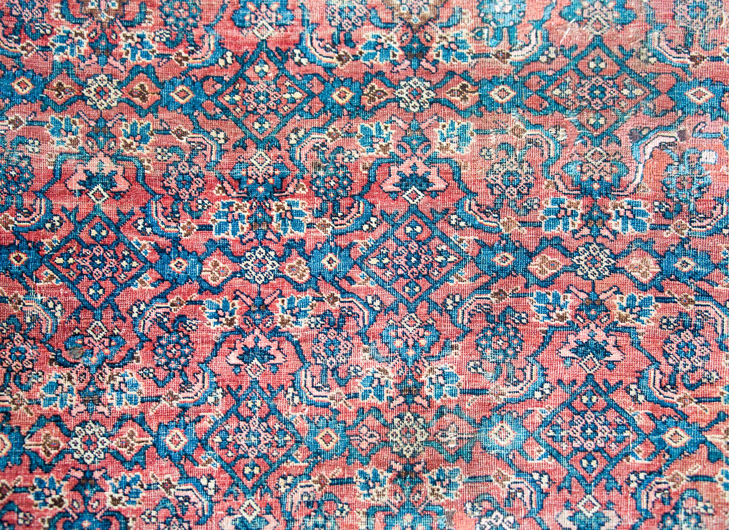 Hand-Knotted Late 19th Century Persian Bidjar Rug For Sale