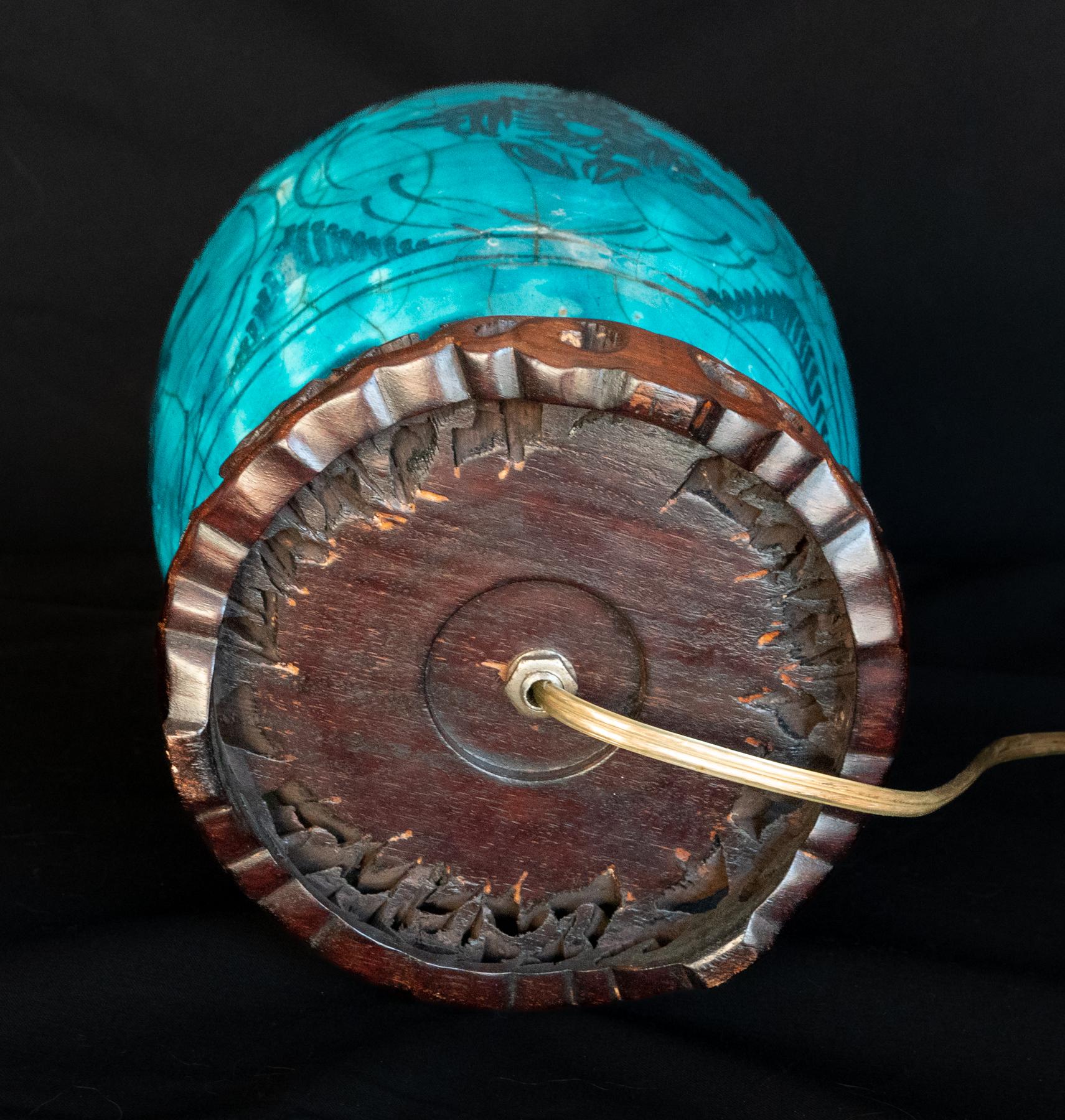 Persisches keramisches JAR aus dem späten 19. Jahrhundert als Lampe im Angebot 3
