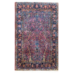 Tapis Kashan Persan de la fin du 19ème siècle à double arbre de vie