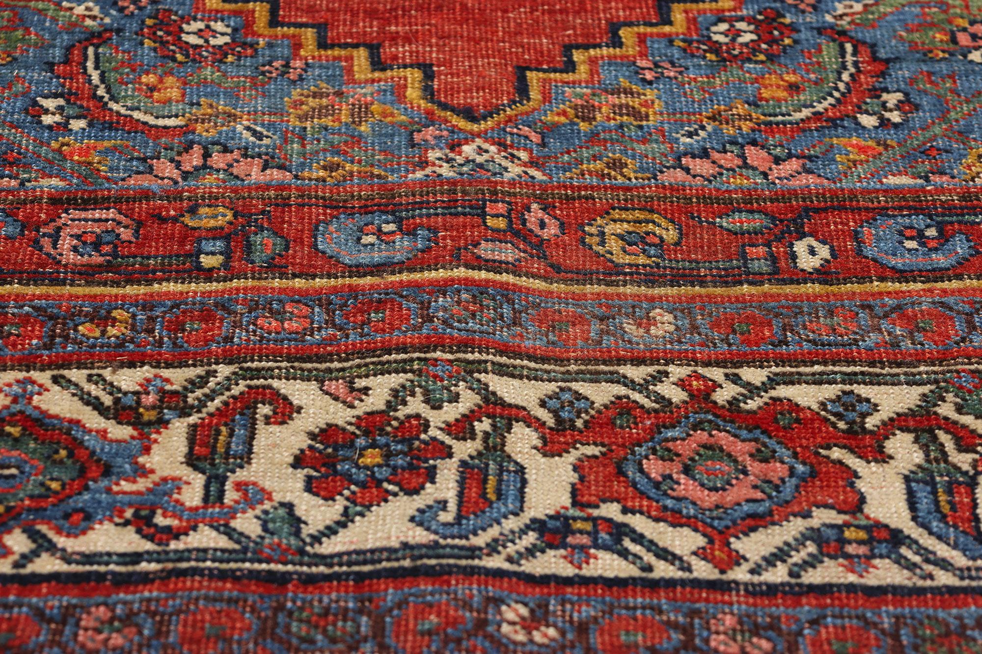 Jacobéen Tapis persan Halvai Bijar de style traditionnel de la fin du XIXe siècle en vente
