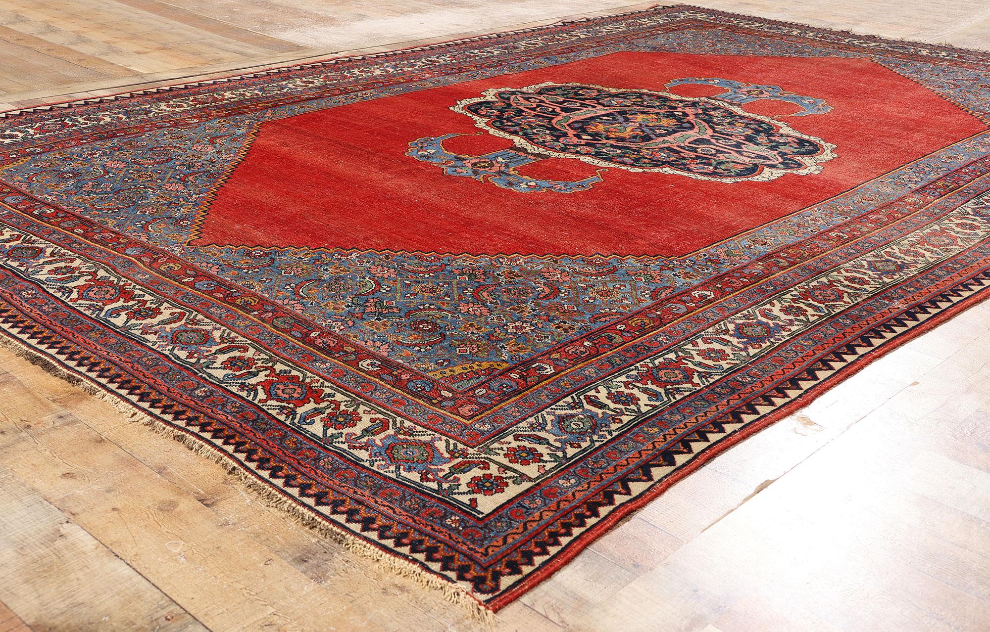 Laine Tapis persan Halvai Bijar de style traditionnel de la fin du XIXe siècle en vente