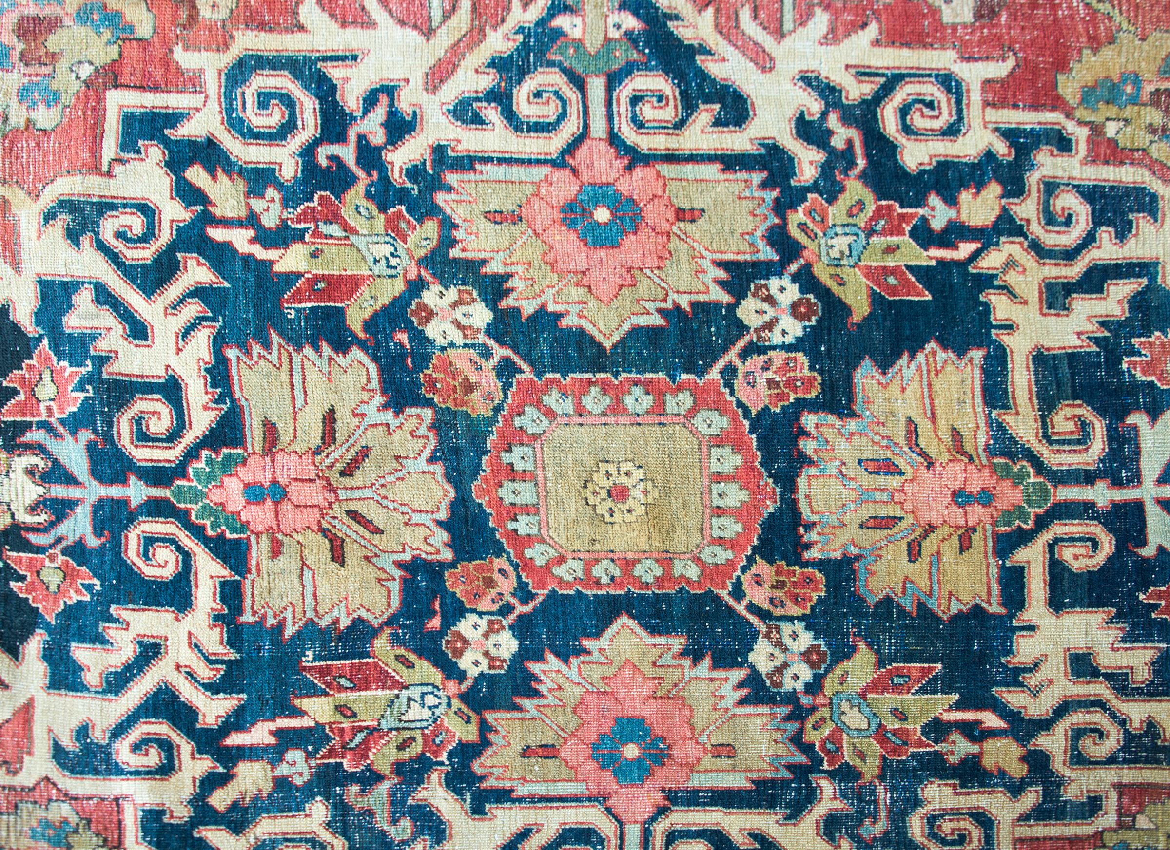 Wool Late 19th Century Persian Heriz Serapi Rug For Sale