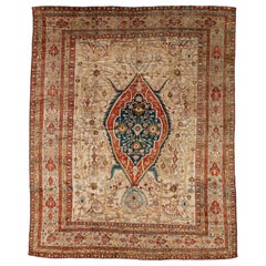 Antique Late 19th Century Persian Heriz Silk Rug