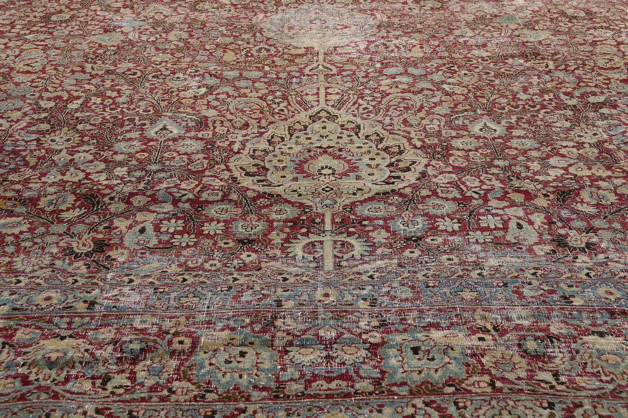 Coloniale spagnolo Tappeto persiano Kerman della fine del XIX secolo con stile moderno in vendita
