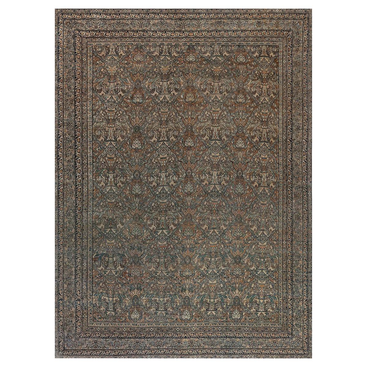 19th Century Persian Kirman Handmade Wool Rug For Sale