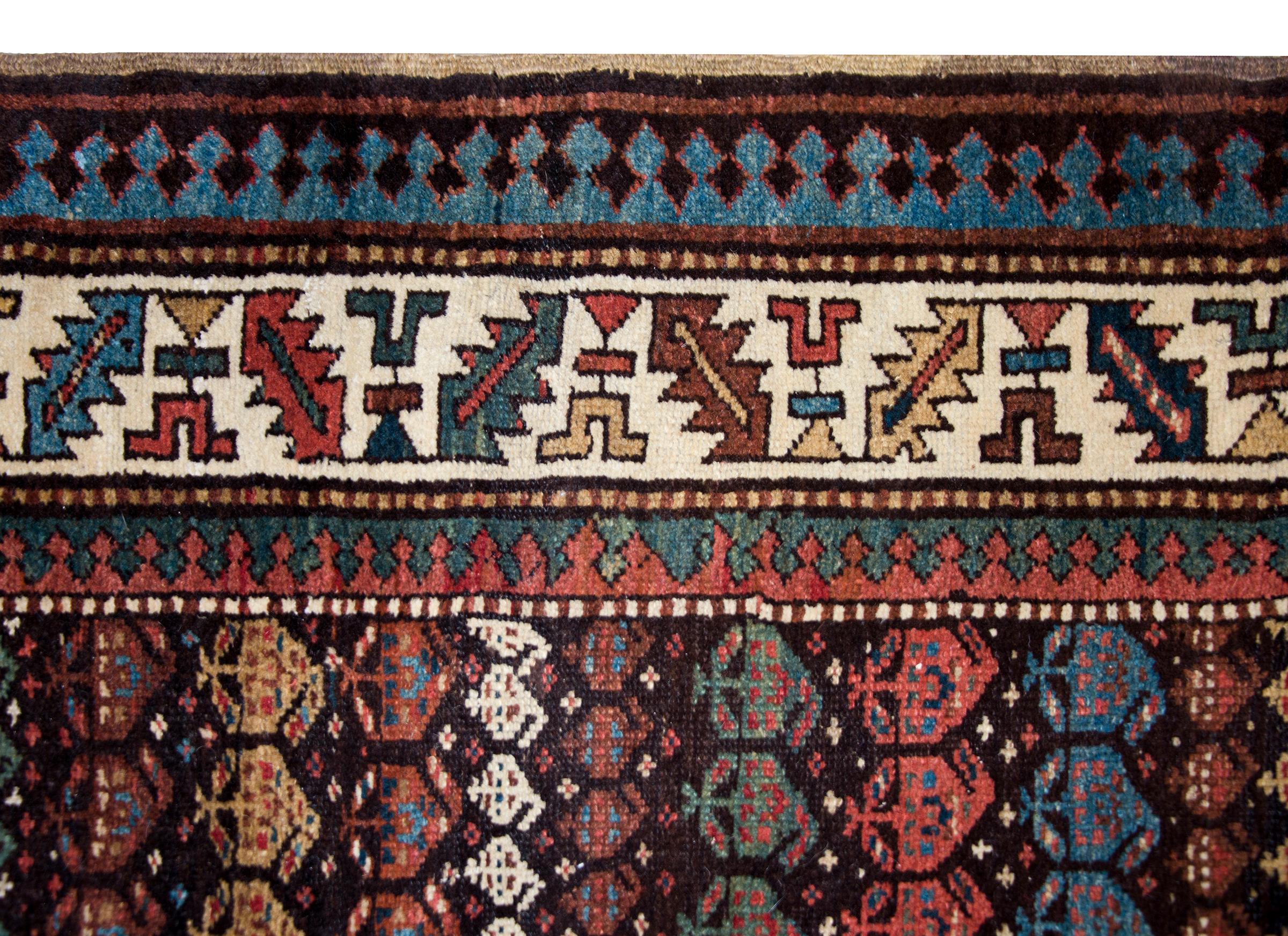 Hand-Knotted Late 19th Century Persian Kuba Runner For Sale